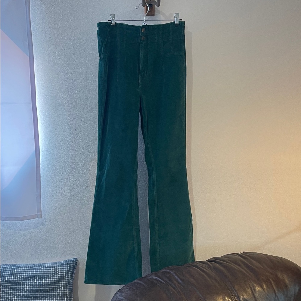 Free People Green Flare Courduroy